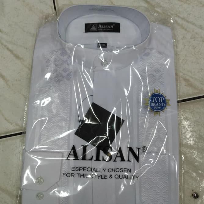 Baju Koko Putih Alisan Lengan Panjang