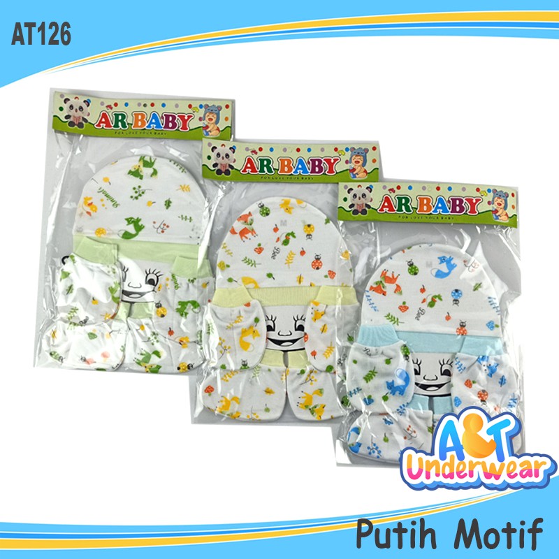 AT126-Setelan ciput bayi motif buble kerepus bayi topi bayi