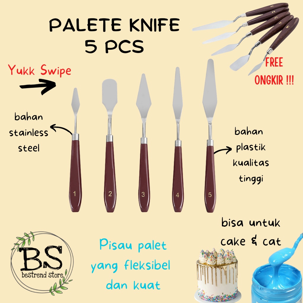 Palette Knife Spatula Lukis 5pcs Pisau Palet Untuk Dekorasi Kue Lukis Painting Palete Pallete Set