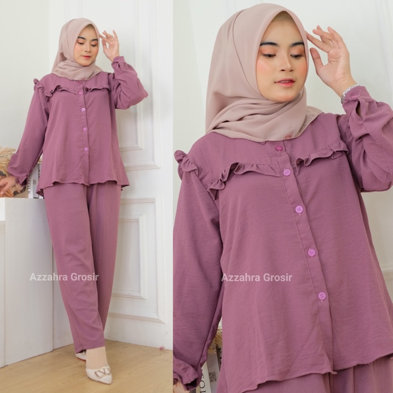 Atana Set Ld110 -  Setcel Crinkle Air Flow One Set Setelan Wanita Jumbo Oversize / 382-6980