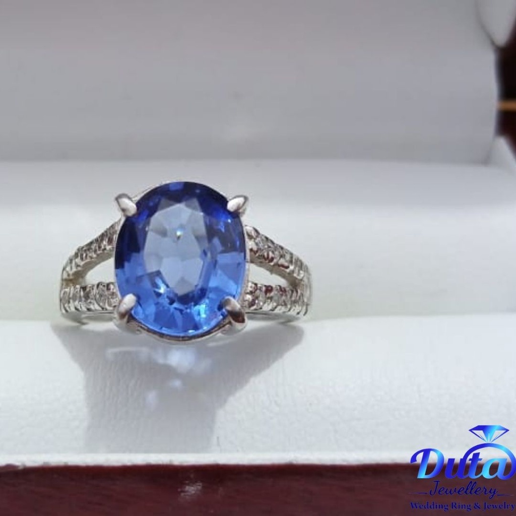 Cincin Fashion Wanita Cincin Batu King Safir Cincin Perak