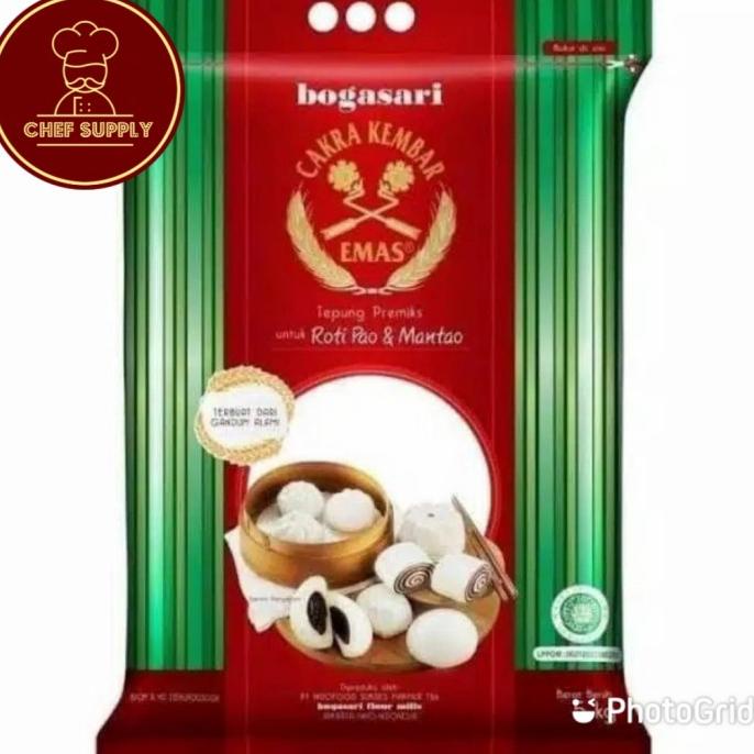 

TEPUNG CAKRA KEMBAR EMAS ROTI PAO 5 KG - BOGASARI ROTI PAO MANTAO