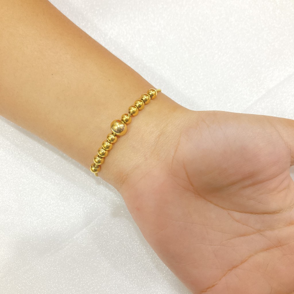 Gelang Serut Mutiara Simple Titanium Steel Anti Karat L21A