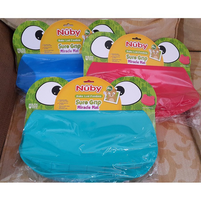 Alas Makan Anak Silikon NUBY BPA Free Aman Untuk Anak - Nuby Sure Grip Miracle Mat 6M+ Bahan Silikon