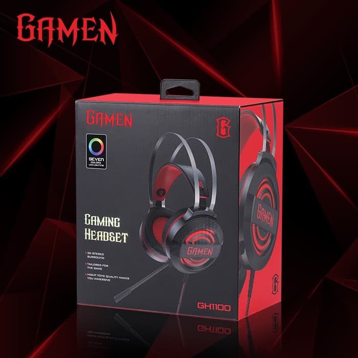 Headphone Gaming HP GAMEN GH1100 Wired Headset Gaming Black With 7 Color ORIGINAL GAMEN GARANSI 1 TAHUN