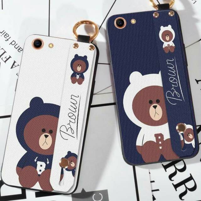 Cute Brown Bear Silicone Wristband Strap Case Oppo F9