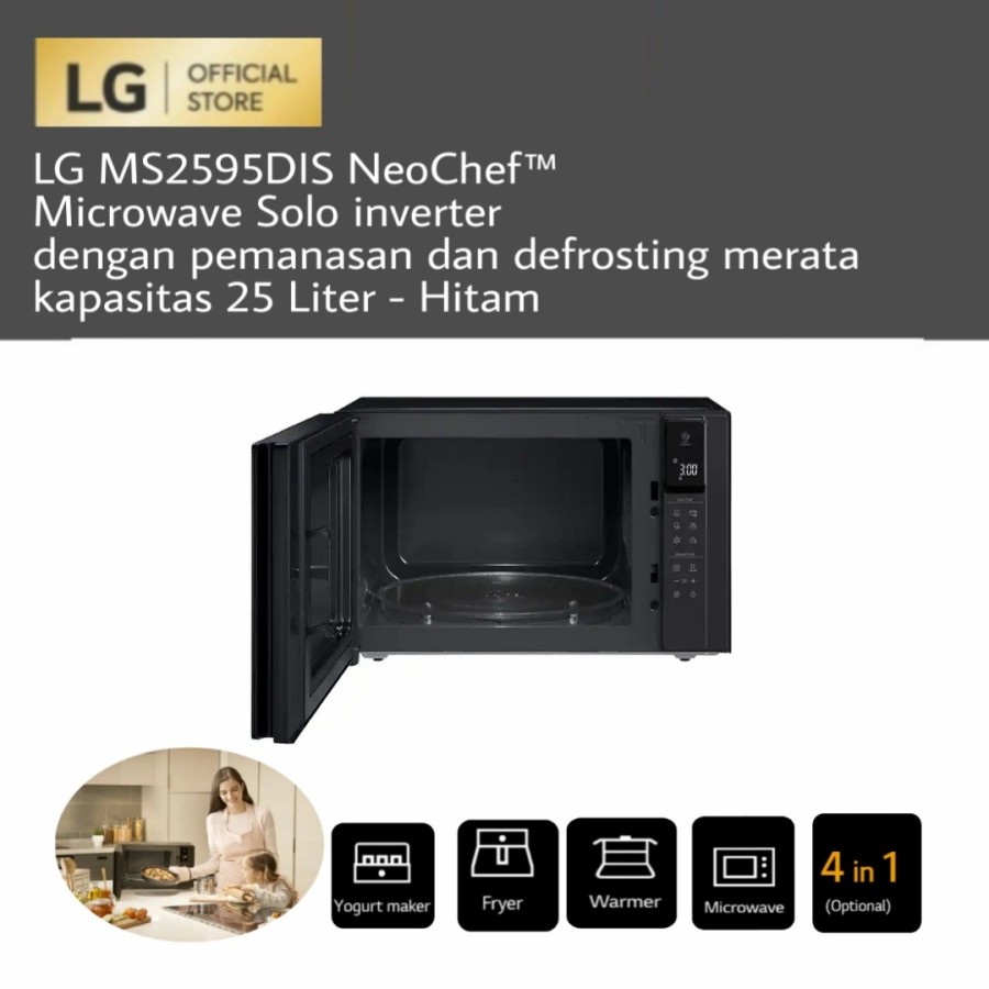 LG MS2595DIS NeoChef™ Microwave Solo inverter dengan Pemanasan