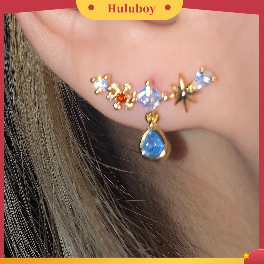 Hu Hu Hu Hu Hu Alat Bantu Pasang Kacamata♡ Kalung Wanita Bahan Tembaga Silver Aksen Zircon Bentuk Water Drop Warna Biru Gaya Vintage Untuk Musim Panas
