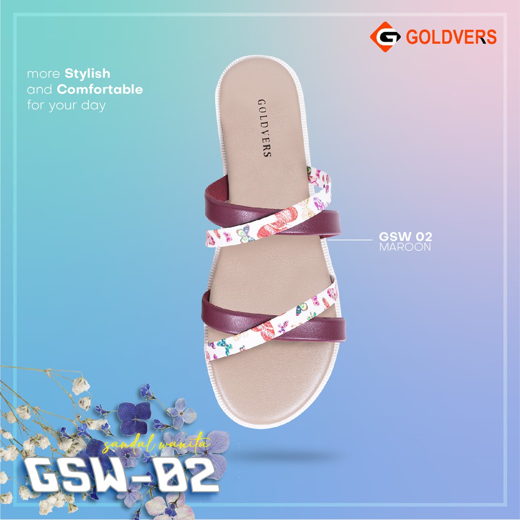 Sandal Teplek Wanita Silang Sandal Goldvers Sandal Flat Original Import Sandal Selop - Goldiesbags