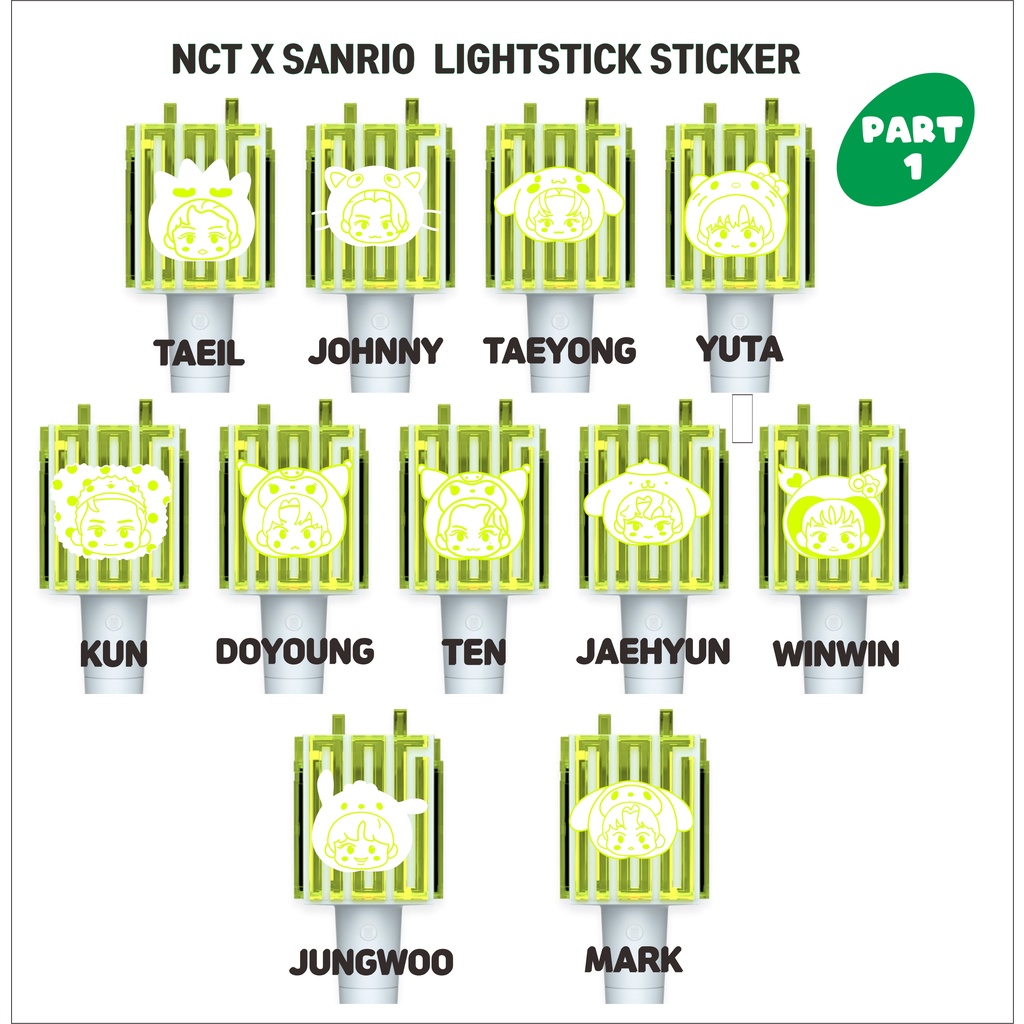 NCT X SANRIO Ver.2 LIGHTSTICK STICKER REFLECTIVE  (Sticker ls reflectif neobong)