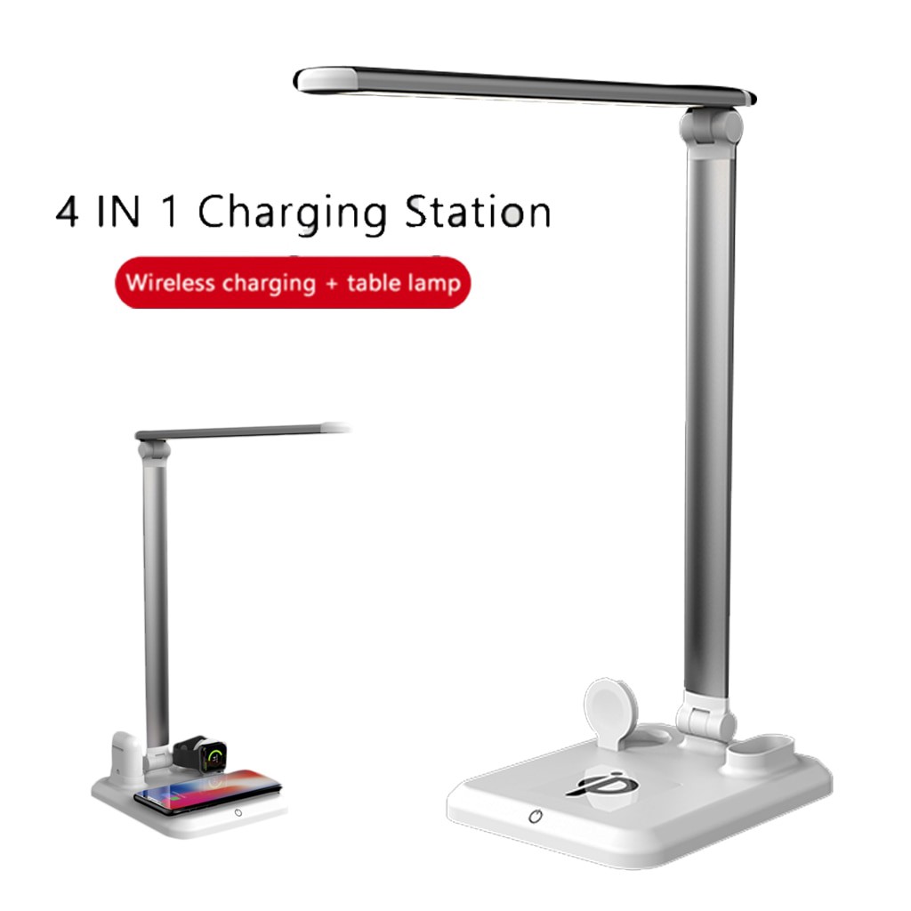 4in1 Table Desk Lamp Led Light Usb Charging Station Fast Qi Wireless Charger Dock For Watch Airpods Shopee Indonesia