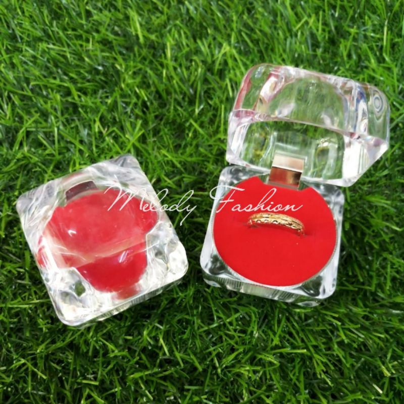 KOTAK CINCIN KRISTAL MFS ISI 1 BENING BRUDU BOX WADAH BULAT KACA LAMARAN TUNANGAN PERNIKAHAN COUPLE