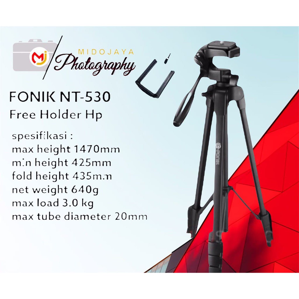 Tripod Kamera dan Smartphone E-Fonik FT530/ Fonik NT-530 Free Holder Hp dan Tas