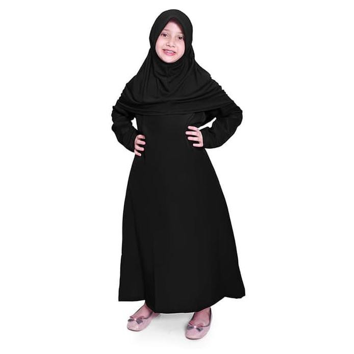 BAJUYULI - Baju Muslim Anak Murah Polos Wolfis Hitam FWBK