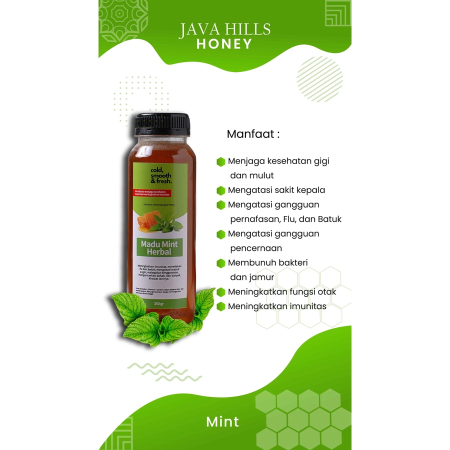 

MADU ASLI 100% Madu Mint Herbal 350gr penurun panas batuk pilek demam masuk angin obat herbal alami