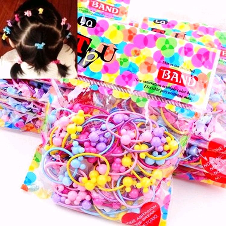 【GOGOMART】Ikat Rambut Anak / Hair Band - 1 Bungkus Isi 50pcs - KARTUN