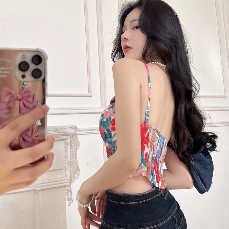 Women Tank Top Floral Full Printed Atasan Wanita Tanpa Lengan 2778