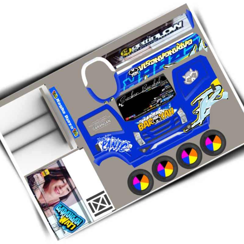 COD stiker miniatur truk oleng sumber barokah size besar