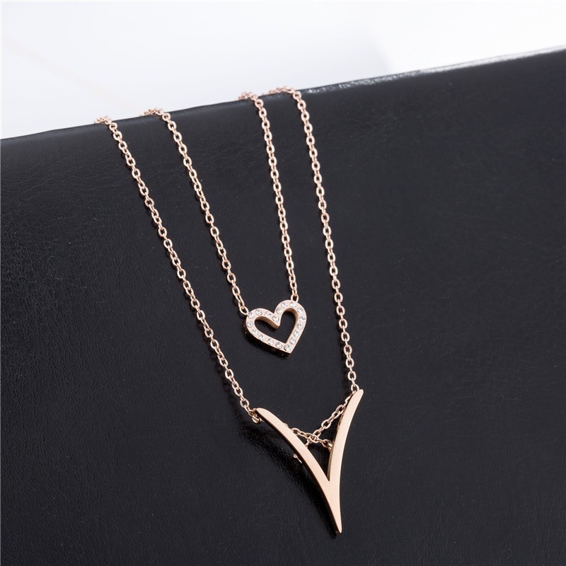 [New] Kalung fashion aksesoris titanium korea hadiah wanita anti karat KK073 2 layer