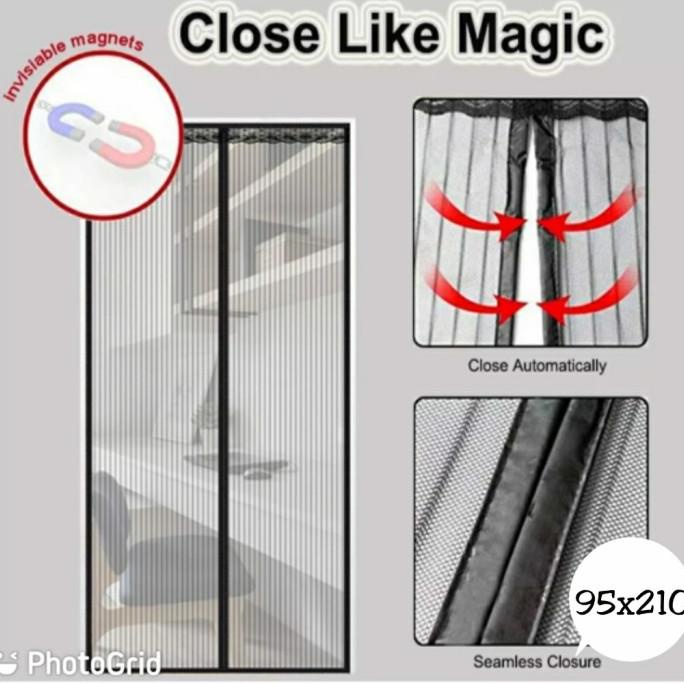 Tirai Pintu Magnet Taiwan Elegan Polos Salur HITAM