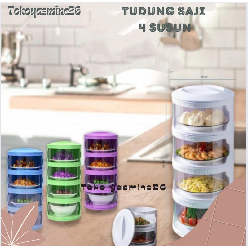 [Bayar di tempat ]Tudung saji kekinian 4 susun Warna  Polos/tempat penyimpanan makanan