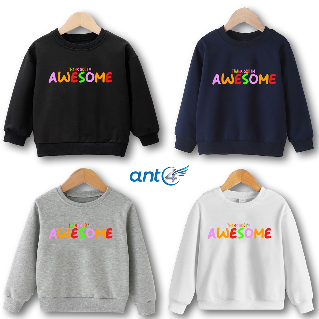 sweater anak perempuan usia 2 - 12 tahun jaket crewneck distro anak laki laki awesome