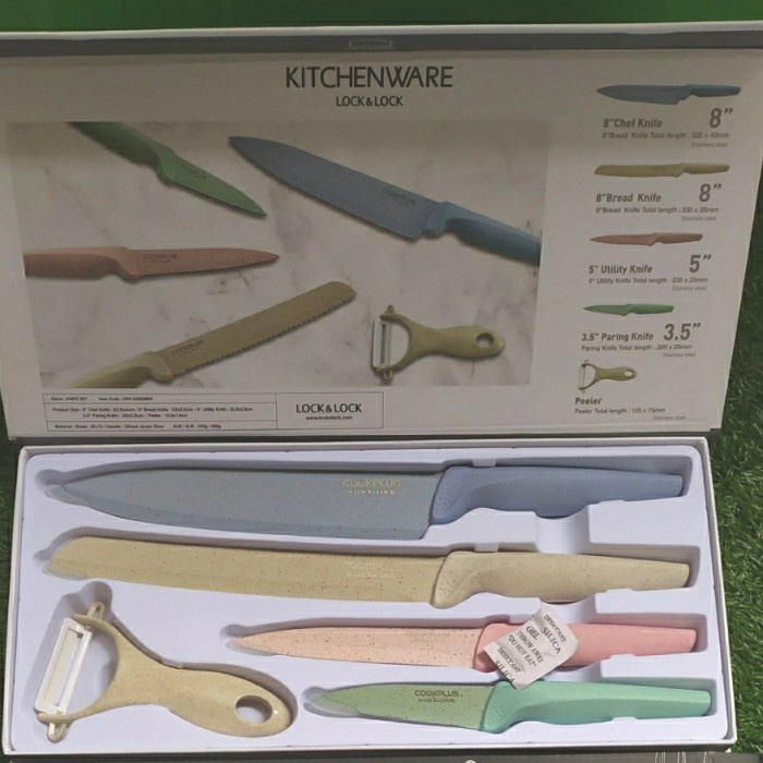PISAU SET PISAU LOCK N LOCK SET ISI 5 - Pastel (K0K9) Pisau set Pisau dapur kekinian Pisau dapur imp
