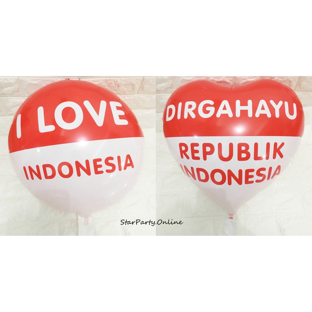 Balon Foil Dirgahayu /Balon Foil Hati Dirgahayu /Balon Foil Bulat Dirgahayu