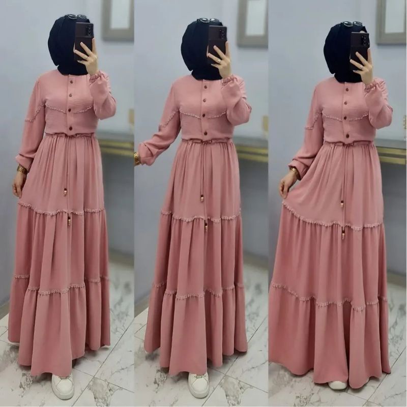 DRESS CERUTY BABYDOLL FULL FURRING/NATALIA DRESS/GAMIS CERUTY PREMIUM TERBARU 2022/FASHION MUSLIM WANITA KEKINIAN/FAR MOSLEMSTORE