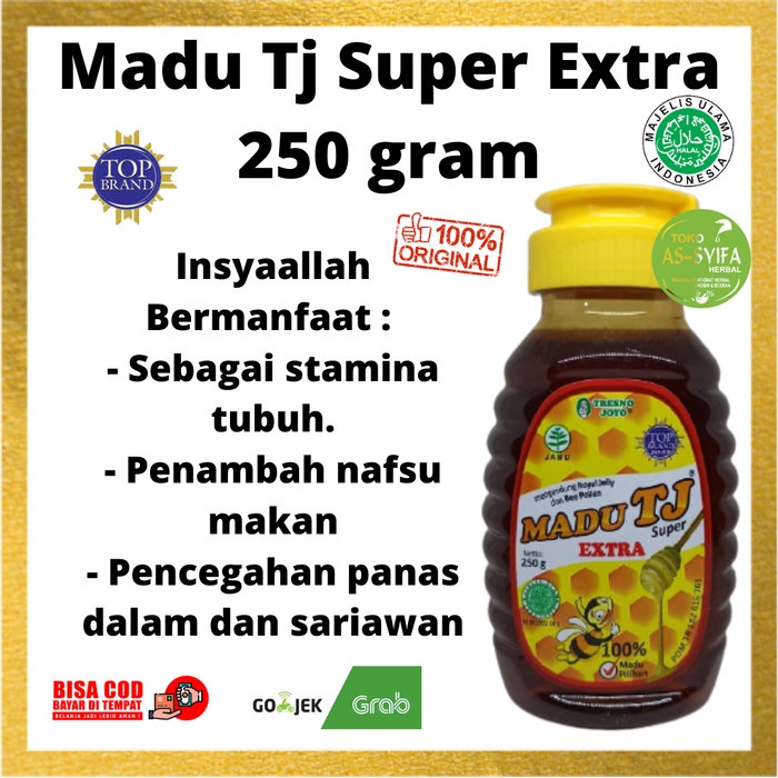 

MADU TJ SUPER EXTRA 250 MADU TJ SUPER EXTRA 250 GRAM PLUS ROYAL JELLY DAN BEE POLEN TERBUTI MANJUR