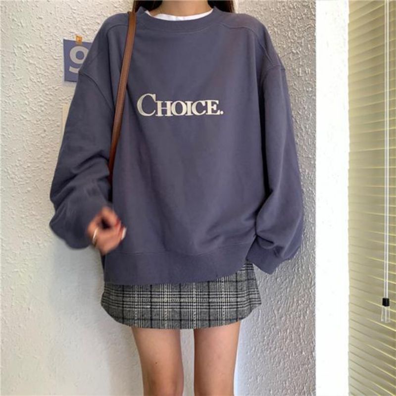 Sweater switer Oversize Crewneck Pakaian Wanita Korean Style Oblong Terbaru CHOICE BORDIR Kekinian-2