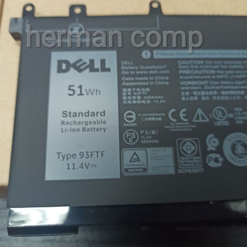 Original Baterai Dell Latitude 5280 5490 5491 E5280 93FTF