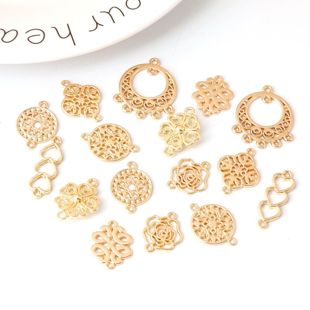 10 Pcs Antik Emas Pesona Konektor untuk Anting-Anting Perhiasan Membuat Gelang Aksesoris Kerajinan DIY Buatan Tangan Temuan