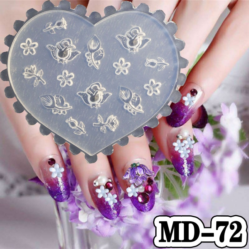 Siy Cetakan Resin Bentuk Bunga 3D Bahan Silikon Untuk Dekorasi Nail Art