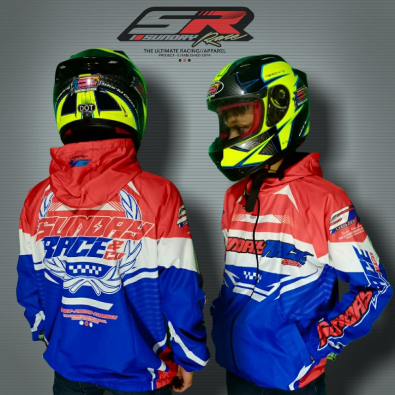 jaket parasut sunday race motif racing