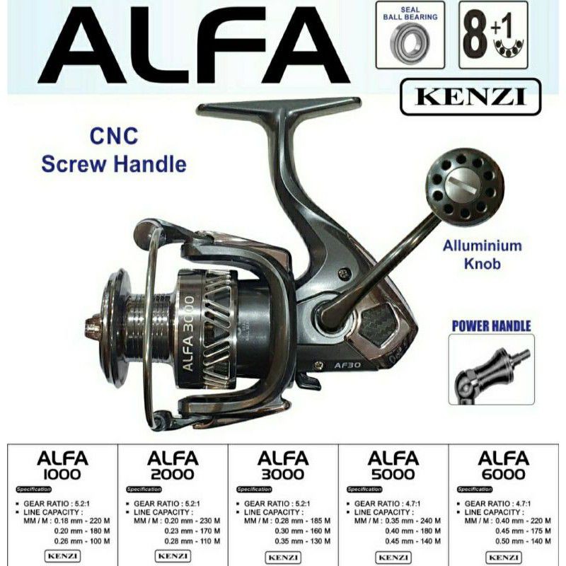 Reel pancing Kenzi ALFA Power handle 1000, 2000, 3000