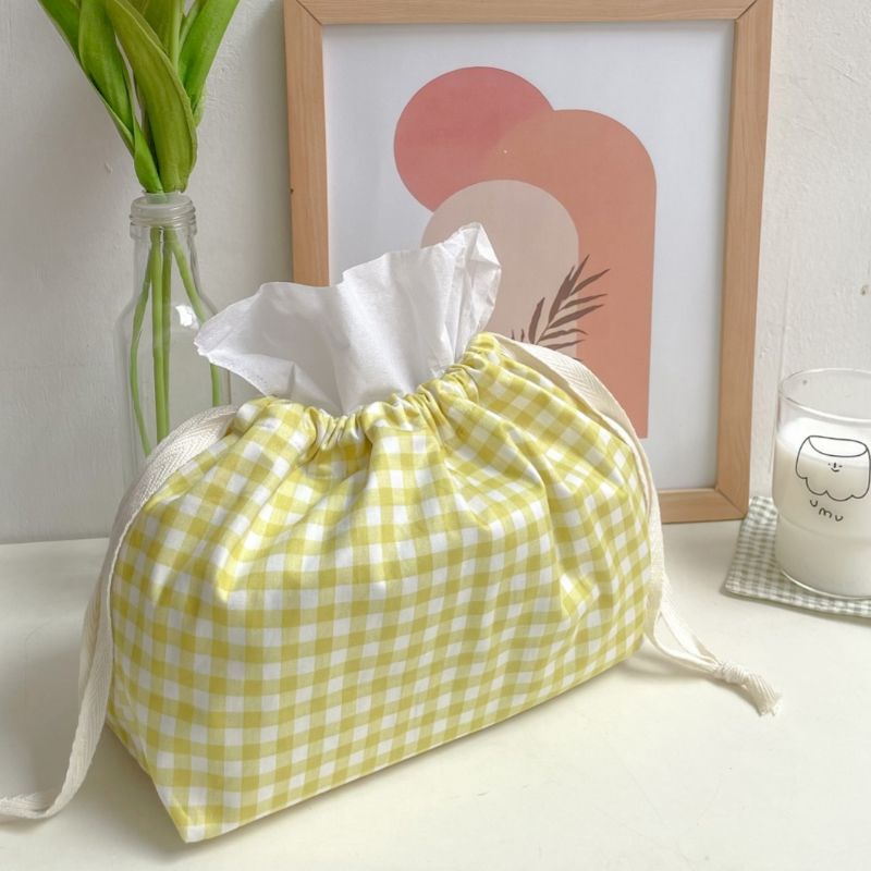 Tempat tissue gingham / Pouch serut korea aesthetic