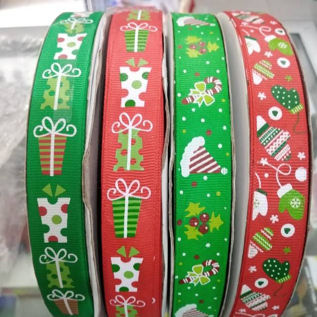 Pita grossgrain natal / christmas ribbon  2cm rol 10 yard