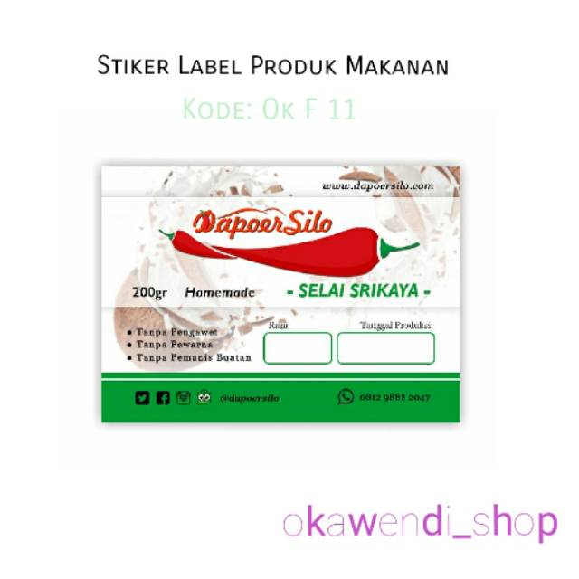 

STIKER LABEL PRODUK / STIKER KEMASAN / LABEL MAKANAN Design Kode: OK F11