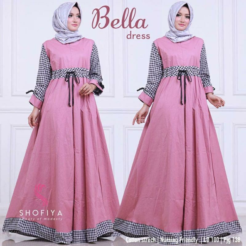 MRA - Bella dress gamis terbaru remaja casual muslimah cantik Baju Gamis Balotelli Wanita Muslim