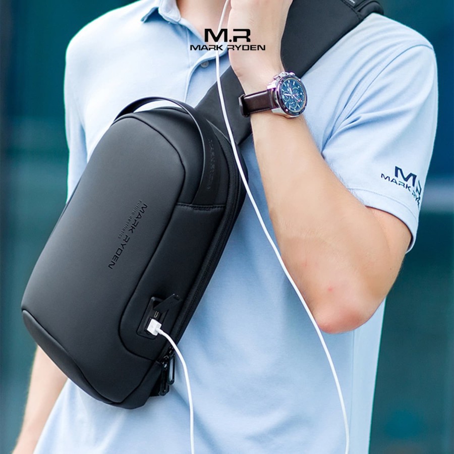 Tas Selempang MARK RYDEN MR7510 100% Original Sling Bag Anti Maling USB Slempang Cowok Cowo