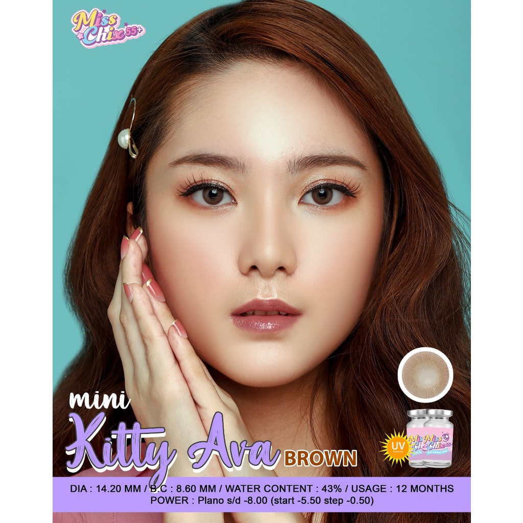 JUAL SOFTLENS  Misschix Mini Kitty Ava Gray / Ava Brown Normal s/d -500 soflen murah softlen sehari hari soflens natural ssoftlent minus soflen diameter jualsoflen jualsoftlen jualsoftlens KITTY KAWAII