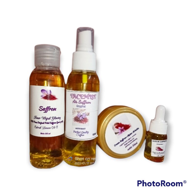 SAFFRON PAKET HEMAT CREAM SERUM FACEMIST DAN TONER SAFFRON PETAL