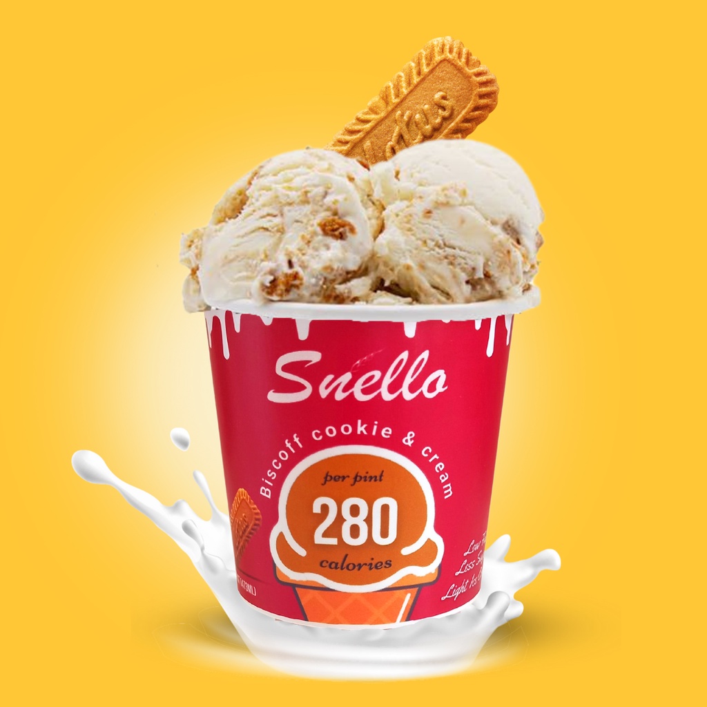 

Snello Gelato (L) - Es Krim Rendah Kalori - Biscoff 280kcal