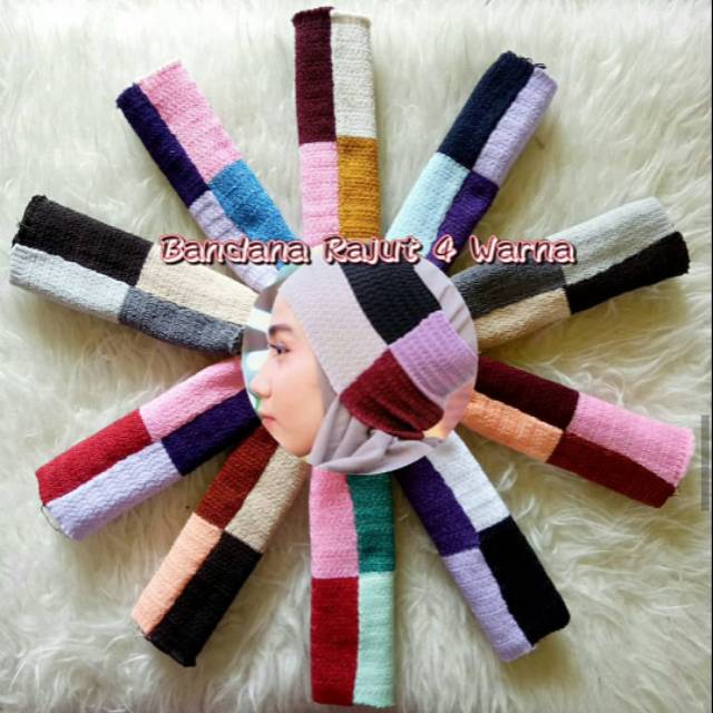 BANDANA RAJUT ANTI PUSING 4 WARNA / CIPUT RAJUT KOMBINASI  / INNER RAJUT 4 WARNA