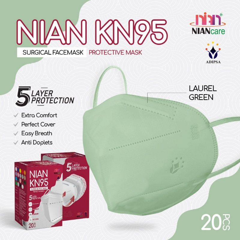 Masker Medis KN95 / Nian Care KN95 5 PLY isi 20 - LAUREL GREEN