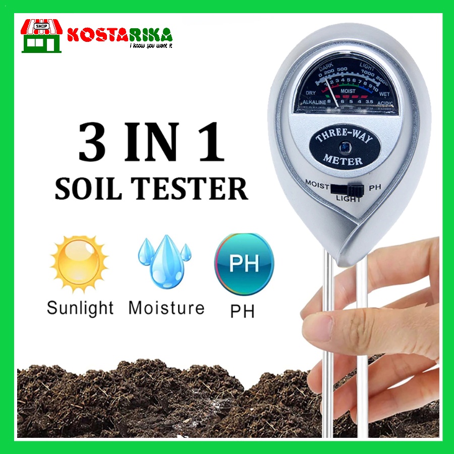 Soil Analyzer Tanah 3 in 1 4 in 1 Tester Meter Moisture Meter PH Meter Sunlight Meter Suhu Alat Ukur