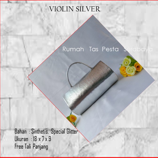 Tas Kekinian,Tas Satin,Tas Clutch,VIOLIN SILVER
