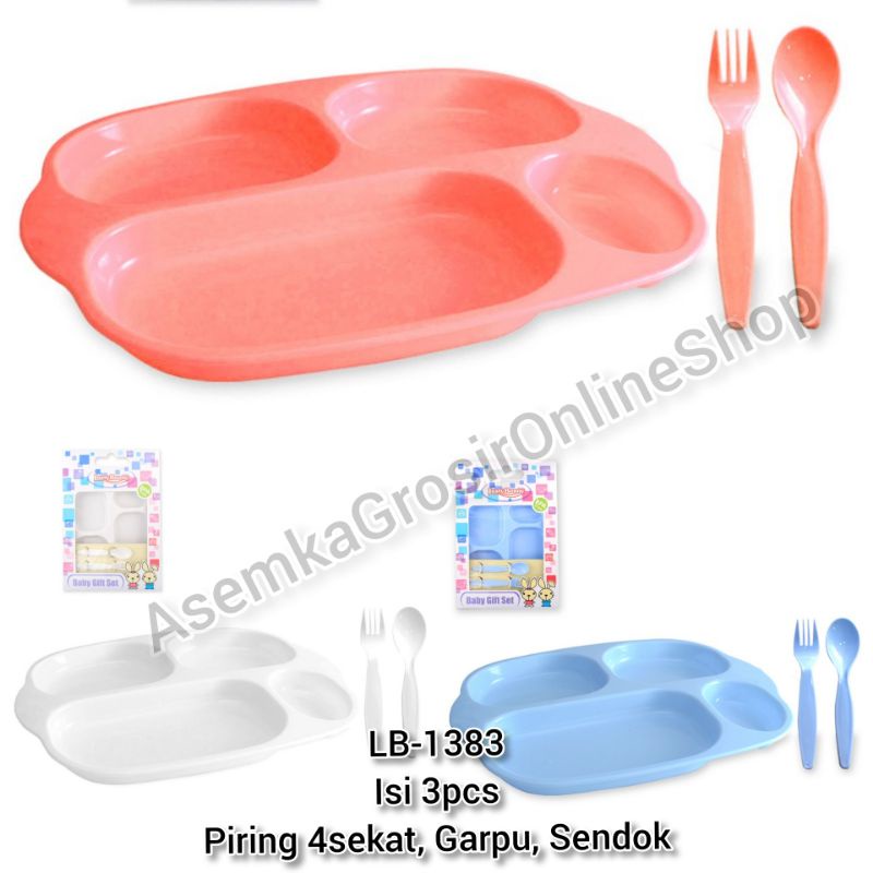 Feeding Set Lusty Bunny Hello Kitty / Kado Bayi / kado lahiran / Peralatan Makan Bayi