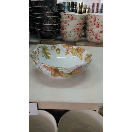 Mangkok Keramik SANGO Tableware Hiasan Musim Gugur Daun Kering Autumn